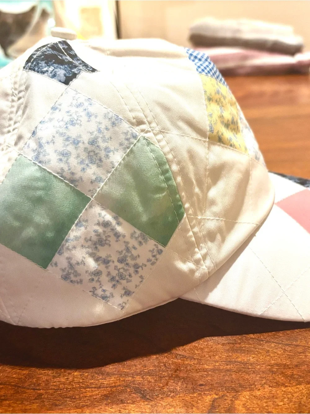 Women’s Patchwork Cap - Cream with Multicolor Patches